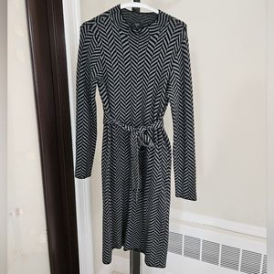 Tahari Black & Grey Knit Dress